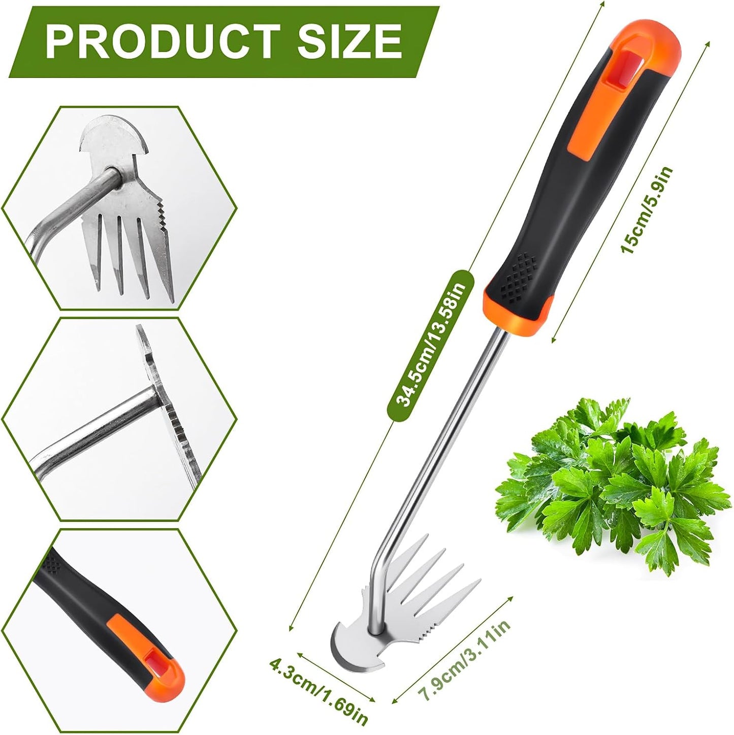 Weed Puller Tool, Rubber Handle Weed Remover Tool, Manual Weeder,V-Shaped Weeding Tool, 4 Teeth Weeding Tool,Planting and Weeding for Garden, Patio, Backyard Farm(2PC)