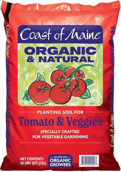 Coast of Maine Tomatoes and Veggies, 20qt (Pack of 4) Organic and Natural Planting Soil, Crafted for Vegetable Gardens and Organic Growers