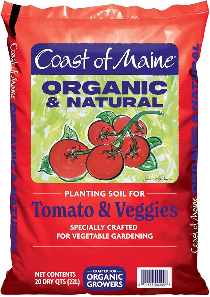 Coast of Maine Tomatoes and Veggies, 20qt (Pack of 6) Organic and Natural Planting Soil, Crafted for Vegetable Gardens and Organic Growers