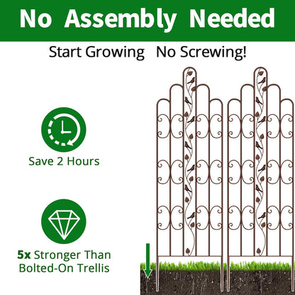 Amagabeli 2 Pack 71” x 21” Tall Garden Trellis for Climbing Plants Outdoor Heavy Climbing Plant Rose Trellis Wrought Iron Ivy Vine Cucumbers Decorative Metal Trellis Brown