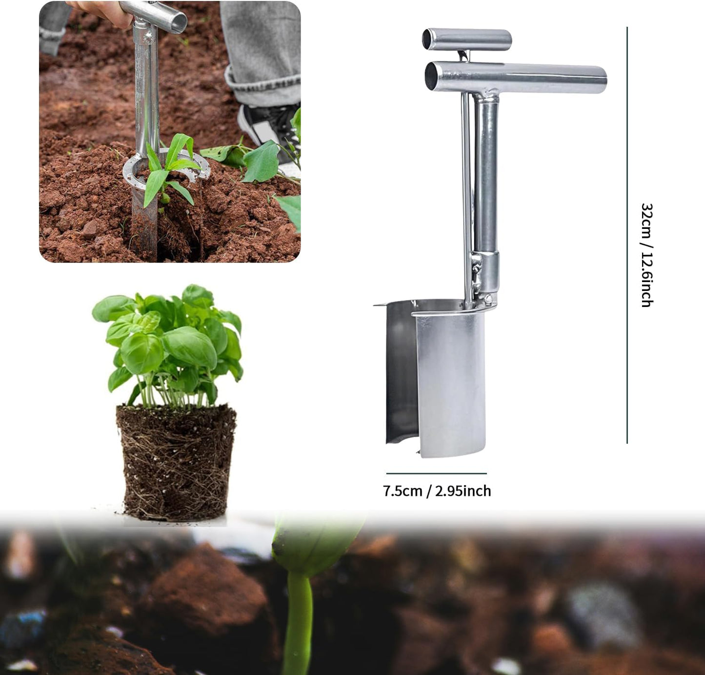 Bulb Planter Tool Garden Transplanter Tool for Digging, Lawn and Garden Tool Plant and Fruit Tree Seedling Transplanter Seed Planting Tools Hole Bulb Digger Tool Hole Maker for Planting