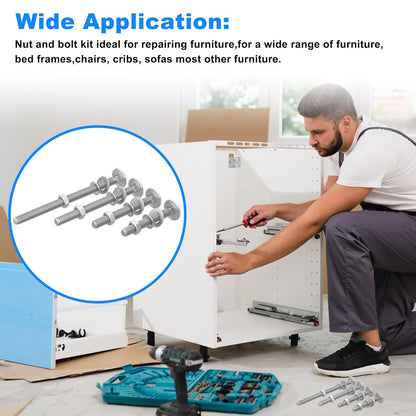 Wheelbarrow Handles Bolts Kit Replacement Wheelbarrow Rebuild 5/16 Stainless Carriage Nuts and Bolts Kit, Furniture Repair,Beds Sofa Table Chairs - 12 Pack
