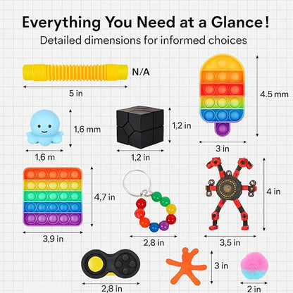 25-Piece Fidget Toy Variety Pack for Kids – Sensory Toys Bulk Set with Stress Balls, Pop Tubes, Squishies & More – Classroom Prizes, Party Favors, and Gifts for Boys & Girls