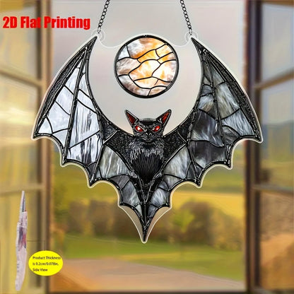 Bat Suncatcher,Halloween Window Hanging Spooky Black Sun Catcher,8 Inch Wall Indoor Outdoor Ornament Window Suncatcher for Garden，Home，Housewarming Decor