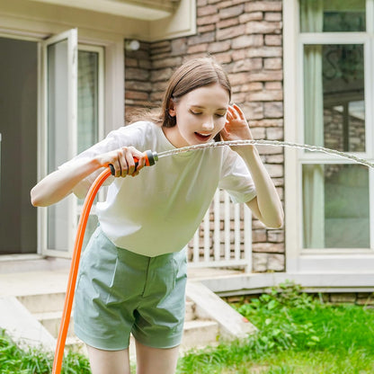 Fevone 35 ft x 5/8" Heavy Duty Garden Hose, Drinking Water Safe, Flexible & Kink-Free Hybrid Polymer Water Hose, Lightweight Outdoor Hose with swivel handles and 3/4" Solid Aluminum Fittings