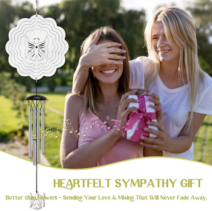 Wind Chimes with Angel Wind Spinner, Outdoor Garden Decor Wind Spinner, Gifts for Women, Mom, Retirement, Teacher, Parents Birthday, Memorial Gift for Garden Porch Patio Home Decor