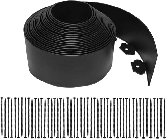 Landscape Edging Kit,40FT Plastic Garden Edging with 50 Stakes,4.5 Inch Tall Lawn Edging for Yard,Lawn,Flower Gardens Border (Black, 40FT)