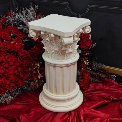 Exquisite Magnesium Oxide Corinthian Greek Column Pillar with Stand Base Pedestal for Indoor Outdoor Garden Backyard Courtyard Patio Office Decor23.9’’High,White