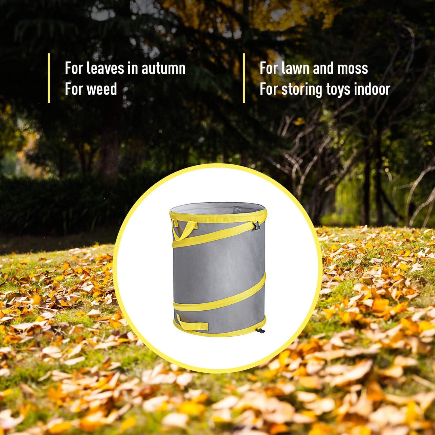 Jardineer Collapsible Trash Can for Camping Parties, Reusable Yard Waste Bags, Pop Up Garden Bag with a Drainage Hole(30 Gallon)