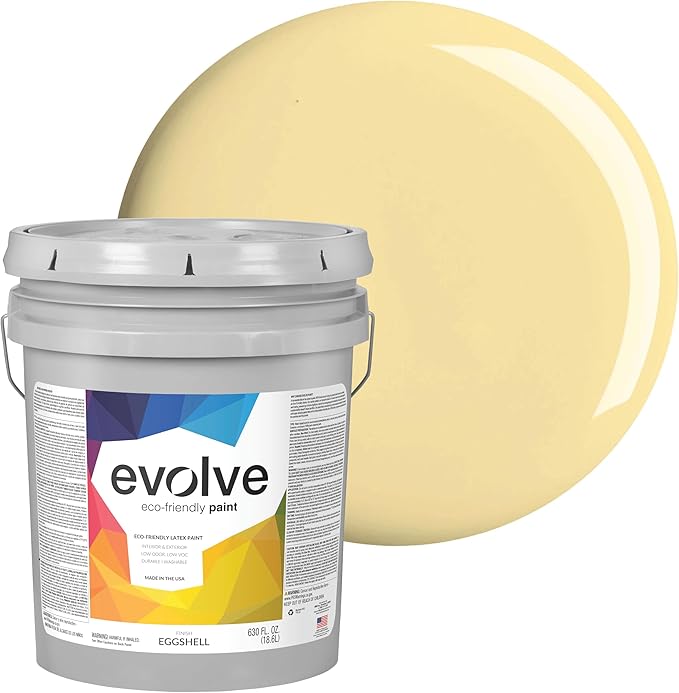 EVOLVE Paint & Primer: Environment-friendly, Low Sheen with One-coat Coverage for Interior & Exterior surfaces (Honey Yellow, 5-Gallon)
