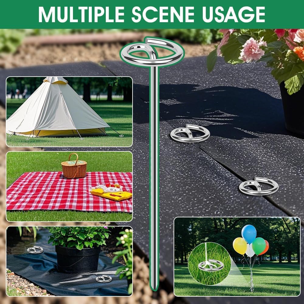 50pcs Landscape Fabric Pins, Bold 8 Gauge Galvanized Steel Garden Staples, Landscape Fabric Staples Tent Stakes Yard Stakes for Decoration Weed Barrier (50 X 6in)