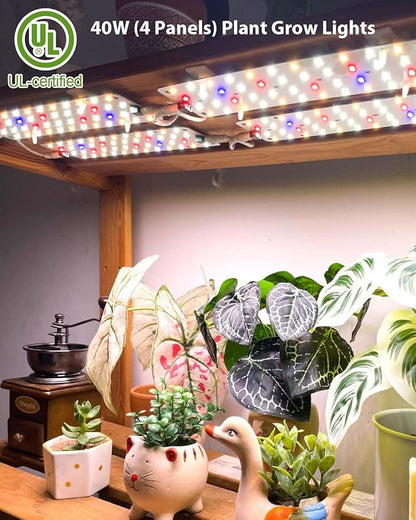 DOMMIA Grow Lights, 40W Linkable Indoor Plant Light, Full Spectrum Grow Lights for Indoor Plants, 6/12/16H Timer, Dimmable Ultra-Thin Plant Lights for Indoor Growing Under Shelf/Cabinet