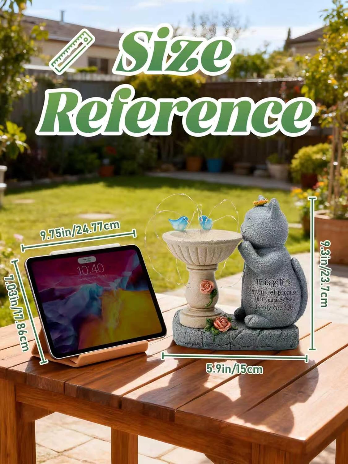 Garden Decor Cat Birdbath Statues, Solar Statues Decor with Butterfly Garden Decor for Home House, Yard Art Lawn, Ornaments, Porch Patio, Balcony - Birthday Gifts for Grandma Mom Women