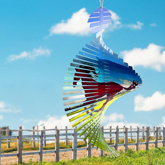 Horse Wind Spinners for Yard and Garden,Creates a Galloping Horse Effect,15In 3D Outdoor&Indoor Hanging Kinetic Yard Art Decor Wind Sculpture,Horse Gift for Women/Mother/Father/Men/Unisex