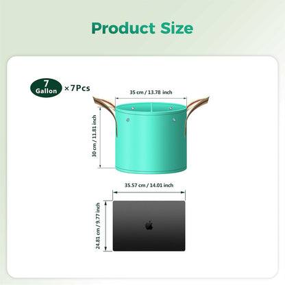 7 Pcs 7 Gallon Potato Grow Bag, PE Garden pots Plant Grow Bag with Branch-Binding Holes and Drain holefor for Vegetables, Strawberries, Flowers