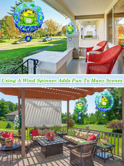 Frog Wind Spinner-3D Metal Hanging Wind Spinners, Perfect Ornament Gifts for Women/Men, 12 Inch Spinfinity Wind Spinner for Outdoor & Indoor Decorations, Yard Art, Garden Decoration