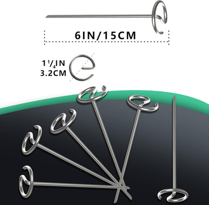 60 Pcs Landscape Staples - Landscape Fabric Pins - 6 Inch Galvanized Steel Garden Stakes, G-Shape Circle Top Ground Anchor Pins, for Weed Barrier, Landscape Fabric, and Garden Projects