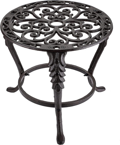 OwnMy Heavy Duty Cast Iron Plant Stand Vintage Iron Flower Pot Holder, Rustic Decorative Round Potted Plant Stand Rack, Indoor Outdoor Metal Plant Holder for Home Garden
