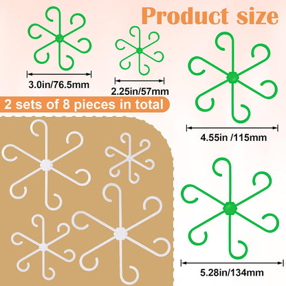 8PCS Plant Stem Support, 4 Sizes Climbing Houseplant Stem Holders, Plastic Reusable Flower Trellis Stem Hook Plant Care Growth Accessories for Flower Plants Indoor Outdoor- Green, Clear
