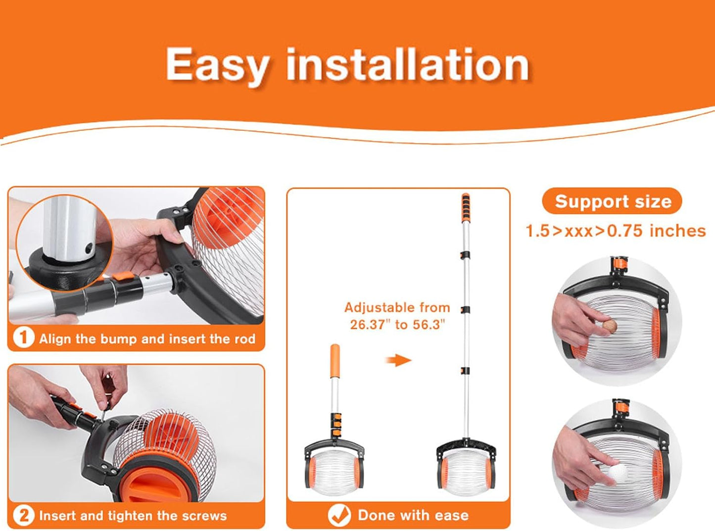 Acorn Picker Upper Roller, Telescopic 26.3 to 56.3in Nut Gatherer Rolling, Yard Picker Nut Collector Tool for Walnuts Chestnut Sweet Gum Balls Tennis Ball