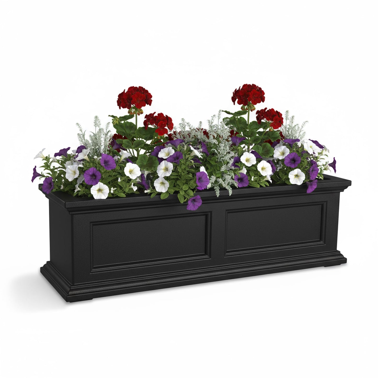 Mayne Fairview 36in Self-Watering Rectangular Window Box Planter, Black