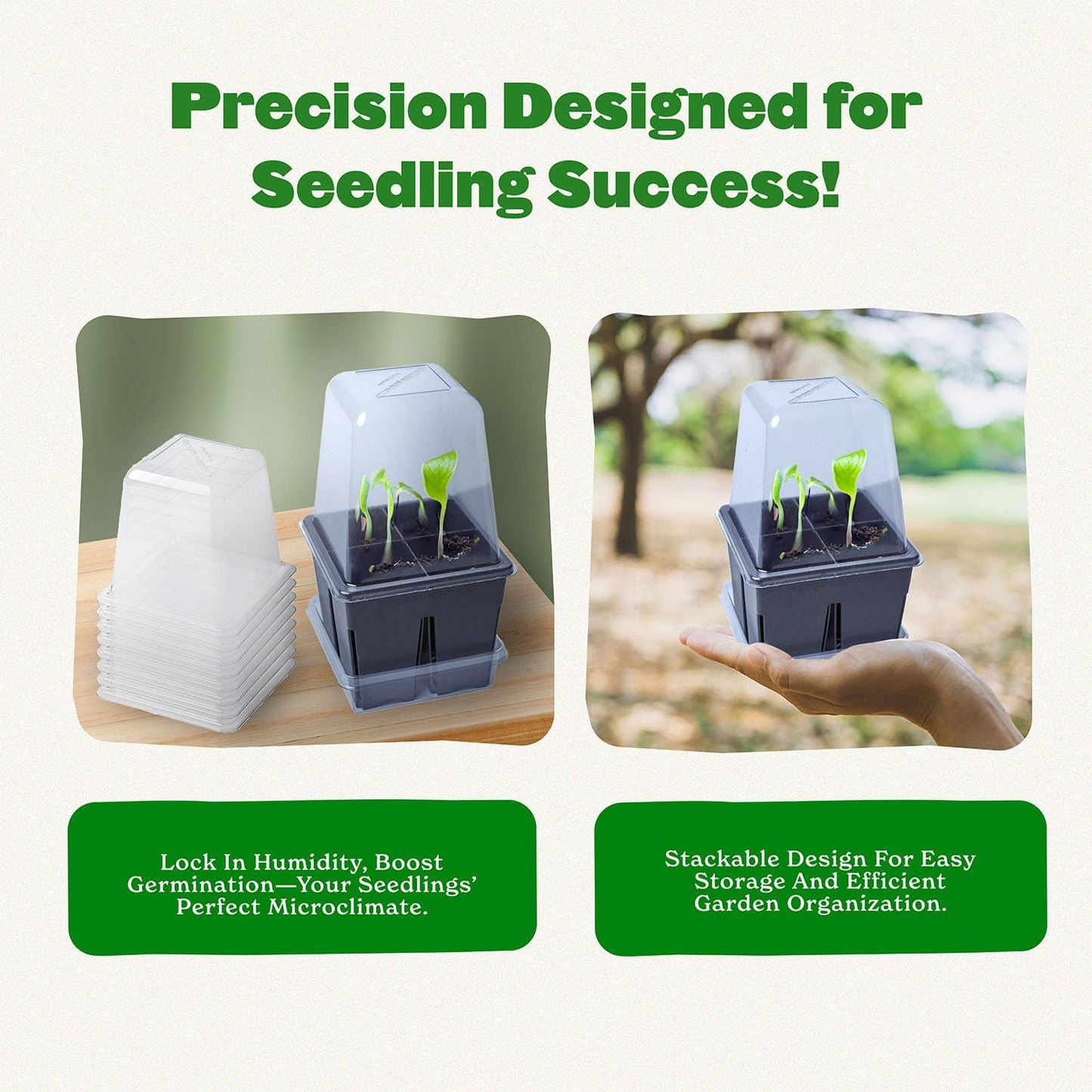 Epic Gardening Reusable Germination Domes & Trays - Easy Watering Seed Starting - Gardener Friendly Plant Trays for Seedlings | UV-Treated & BPA-Free (8)