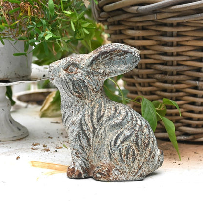 All Chic Bunny Decor Garden Statue Cement Rabbit Statue for Home Garden Indoor Outdoor Statues for Yard,Front Yard Decor,Easter Rabbit Figurines（Blue）