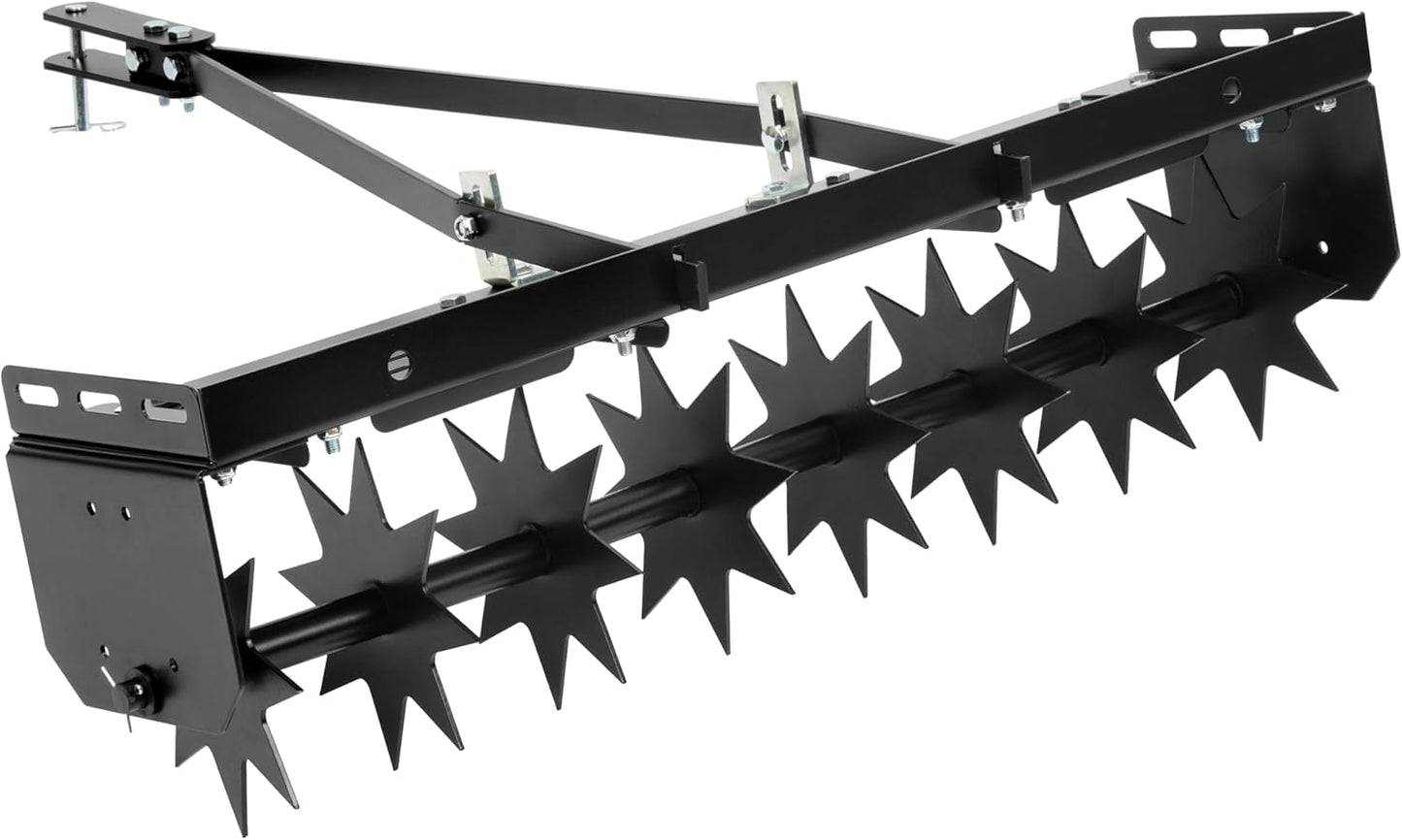 32" Tow Behind Spike Aerator Tool W/ 8 Spikes, Hitch Pin Attach to Lawn Tractor, Most ZTRs, ATVs Soil Mower Hitch, Lawn Soil Penetrator for Gardens, Lawns, Farms