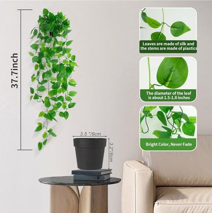 Fake Hanging Plants for Room Decor,1pcs Artificial Potted Plants Vines for Wall Home Office Aesthetic Living Kitchen Bathroom Coffee Table Shelf Indoor Outdoor Farmhouse Patio Decorations