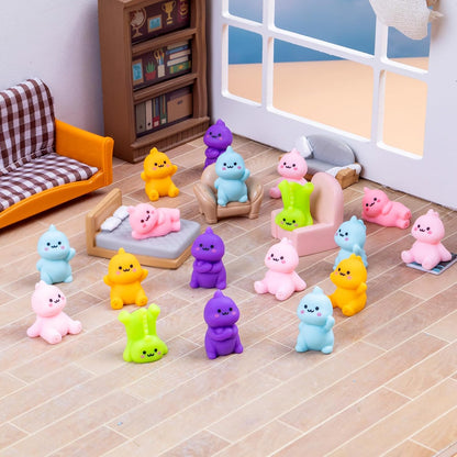 30 Pcs Mini Resin Dinosaur 6 Variety Tiny Animals Colorful Figures Miniature Little Small Figurines Bulk for Micro Fairy Garden Landscape Accessories Hide Crafts Decor