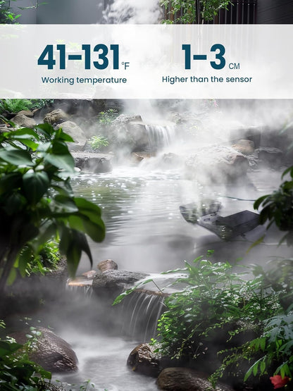 Ultrasonic Fogger, 12 Head Ultrasonic Mist Maker, 9000ml/H 400W Pond Fogger with Buoy, IP67 Waterproof Power Supply for Pond, Garden, Lawn, Rockery, Greenhouse, Halloween Decoration