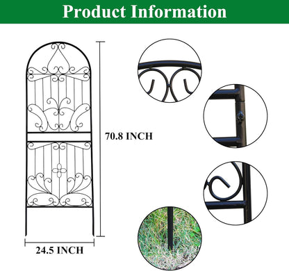 SCENDOR Trellis for Climbing Plants 70.8" H x 24.5" W Metal Iron Outdoor Wall Panel for Vines Flowers Elegant Garden Accent Decorative Structure 1 Pack