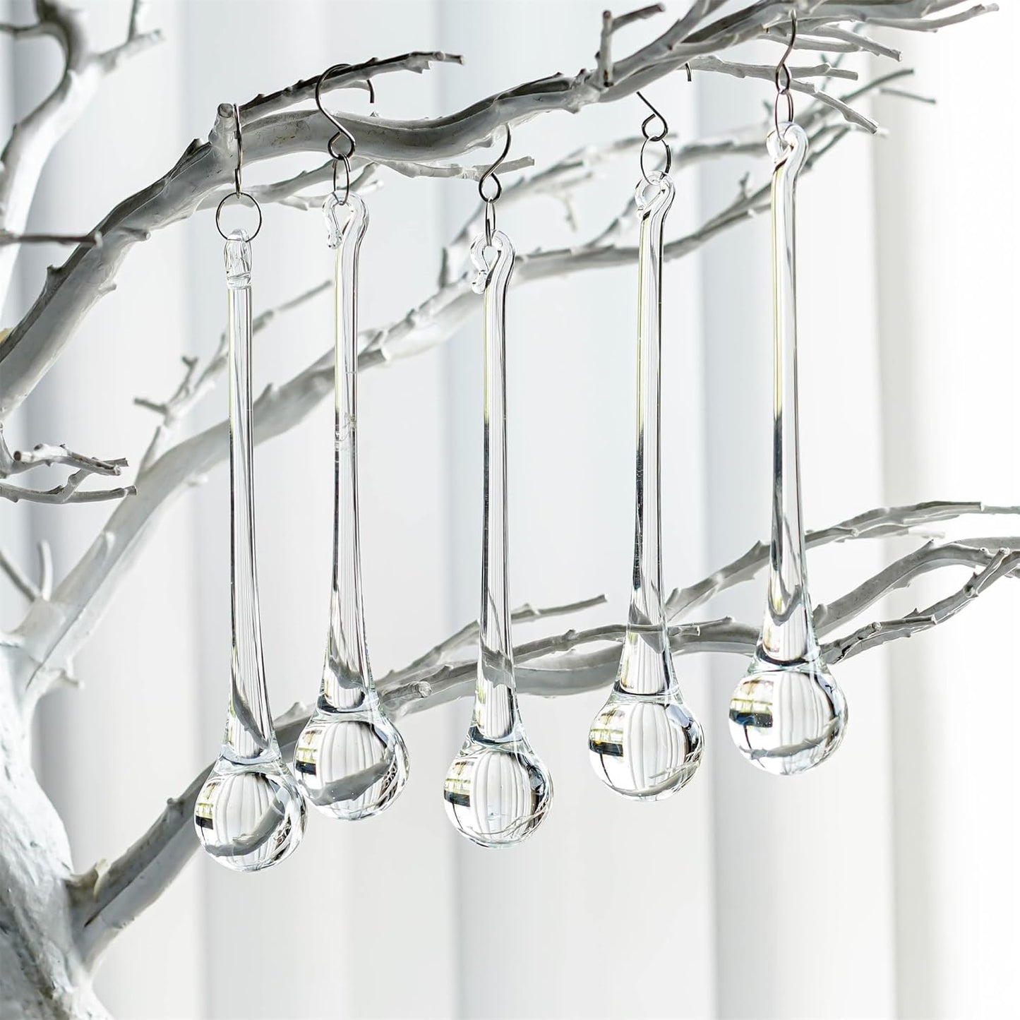 H&D 10pcs 5.9inch Large Suncatcher Crystal Raindrop Chandelier Prisms Hanging Drops Pendants Sun Catchers DIY Parts (Clear)