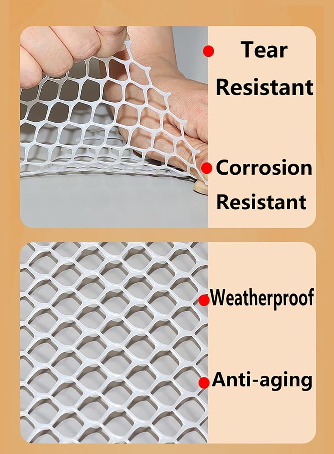 XIFENG Plastic Wire Mesh Fence Roll for Poultry Dogs Rabbit Snake Barrier, Plastic Chicken Fence Wire Fencing Mesh Poultry Netting for Garden Farm(Size:0.7in mesh-33ft L x 3.3ft W Roll,Color:White)