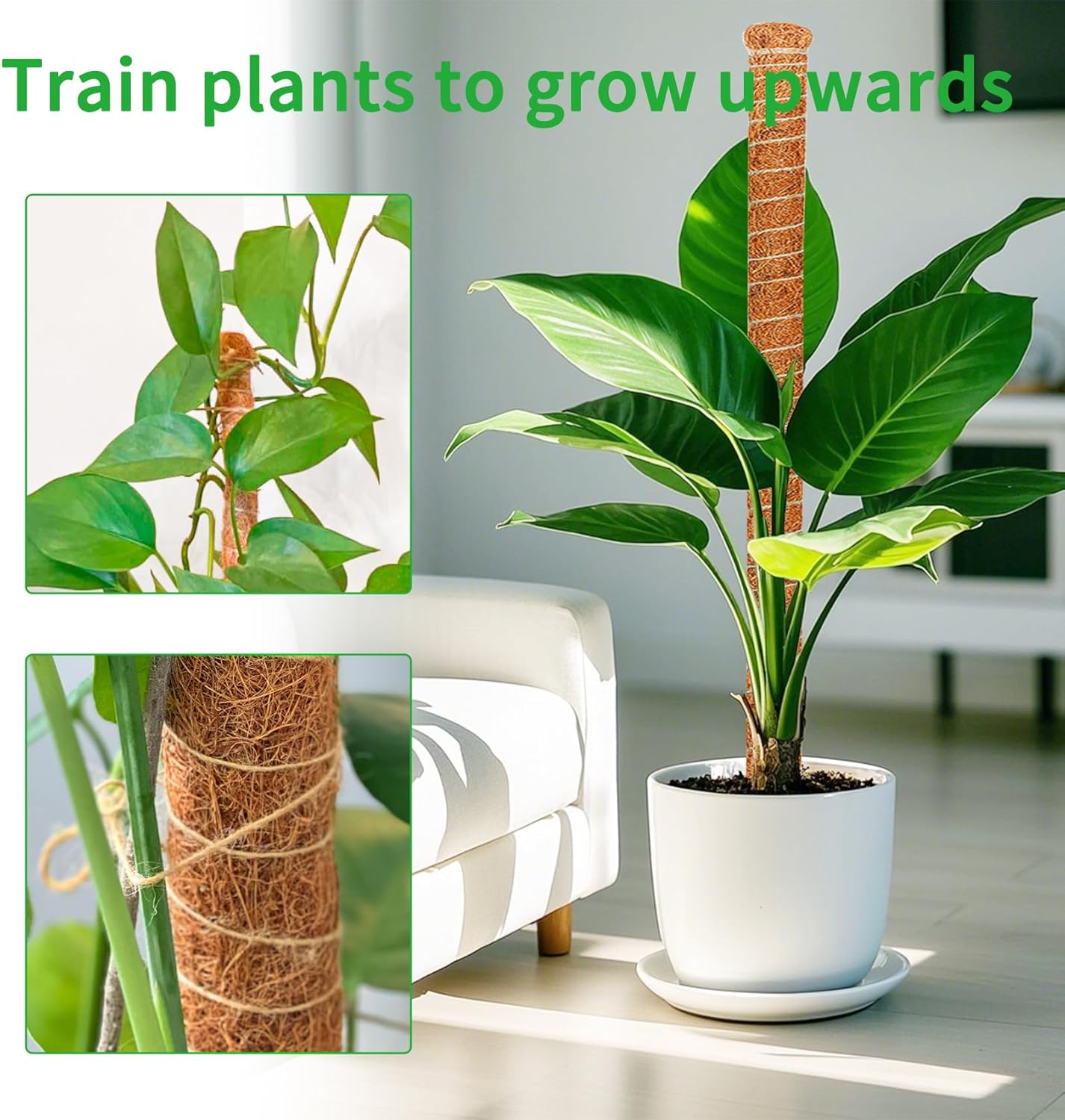 39 Inch Moss Pole Monstera Plant Support, Coir Moss Poles for Climbing Indoor Plants, Bendable Plant Stake Trellis for Potted Plant, Pothos, Philodendron