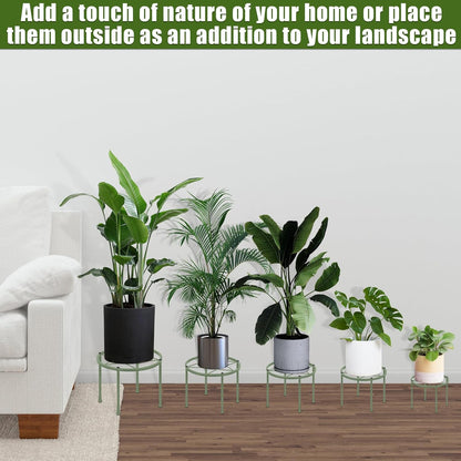 Metal Plant Stands, Anti-Rust Iron Flower Pot Stand, Heavy Duty Plant Pot Shelf, Decoration Racks for Home Indoor and Outdoor 10 Pcs (Green)