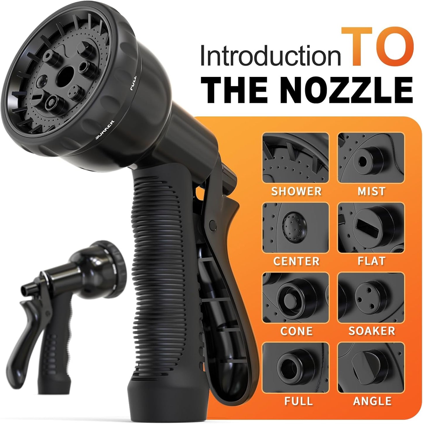 GASHER 100FT x 3/8" Coil Garden Hose, Expandable Garden Hose with 3/4" Brass Connector, Watering Hose Includes 8 Patterns Spray Nozzle for Outdoors Lawn Watering Car Washing