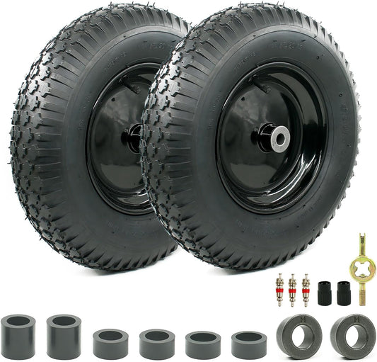 2-Pack of 4.80/4.00-8 Pneumatic Tire and Wheel,2PR (Air Filled)- 5/8"or 3/4" Powdered Metal