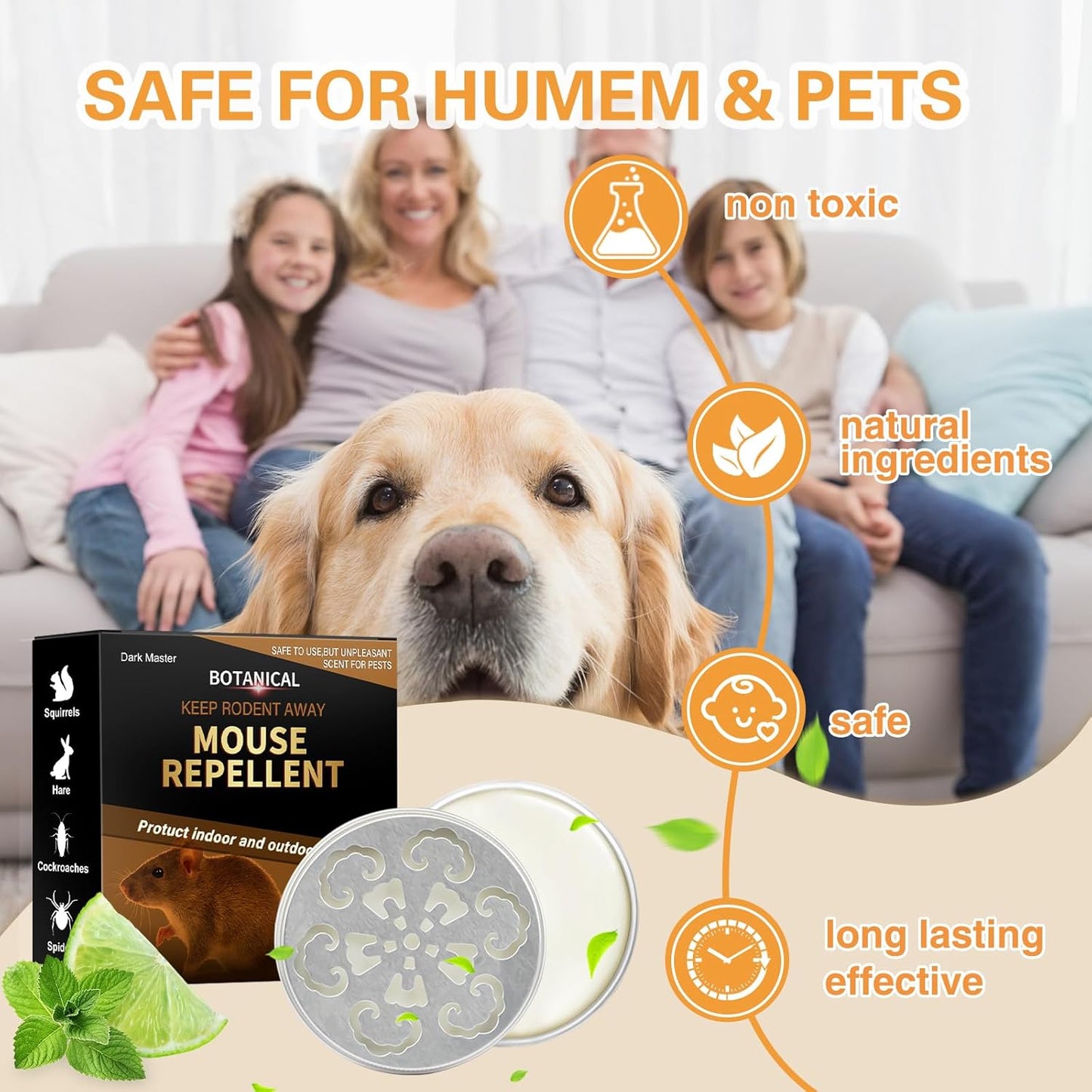 4 Pack Mouse Repellent,Rodent Repellent for Car Engines,Humane Mouse Traps for Car,House,Home,Indoor