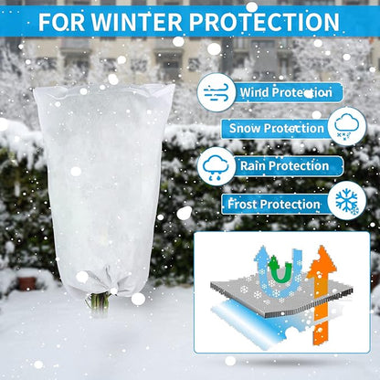 Rohuis Plant Covers Freeze Protection, 2 Packs 32 x 40 inch 2.8oz/yd² Frost Cloth Blankets for Outdoor Plants Tree, Winter Shrub Protector Bags Jackets with Drawstring for Tree Potted Frost Protection