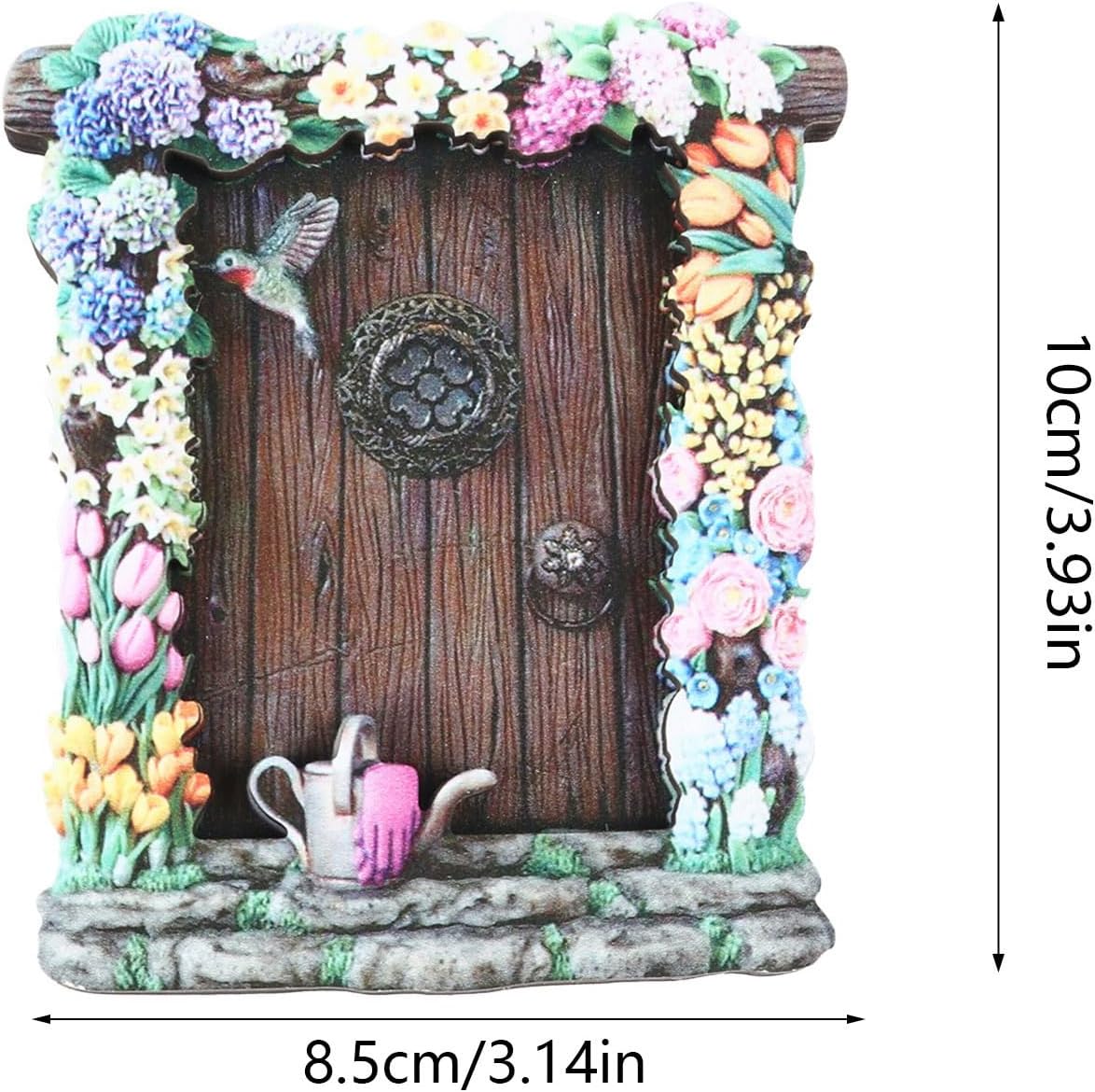 Miniature Fairy Door, Wooden Gnome Door for Trees Wall, Fairy Garden Outdoor Decor Accessories