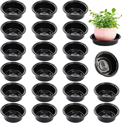 Plant Saucer 20 Pack Plant Trays for Pots 4 Inch Plastic Plant Saucers for Outdoors and Indoors Drip Trays for Potted Plants Flower Pot Plates to Catch Water Plant Drainage Dishes No Holes, Black