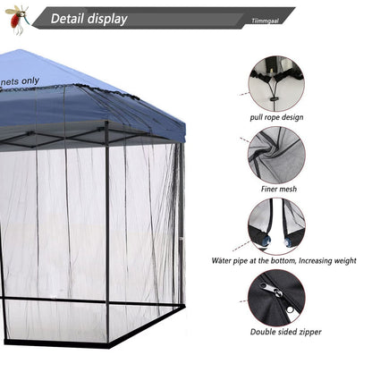 10x10 Mosquito Netting for Patio Canopy Tent/Pop Up Canopy Tent,Double Door Side Screen Easy