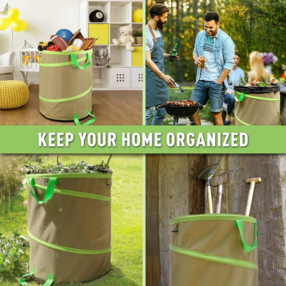 Colwelt Collapsible Garden Bag 47Gallon, Collapsible Leaf Bags with Hard Bottom, Heavy Duty Yard Waste Bag Leaf Bin, Leaf Pop up Trash Can (come with Leaf Scoop, Garden Gloves)