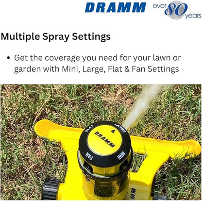 Dramm ColorStorm Gear Drive Sprinkler on Heavy Duty,Durable Metal Base, 4 Patterns, Ideal for Small, Medium & Large Areas with Pass Through Feature, Blue, 40 Foot Diameter