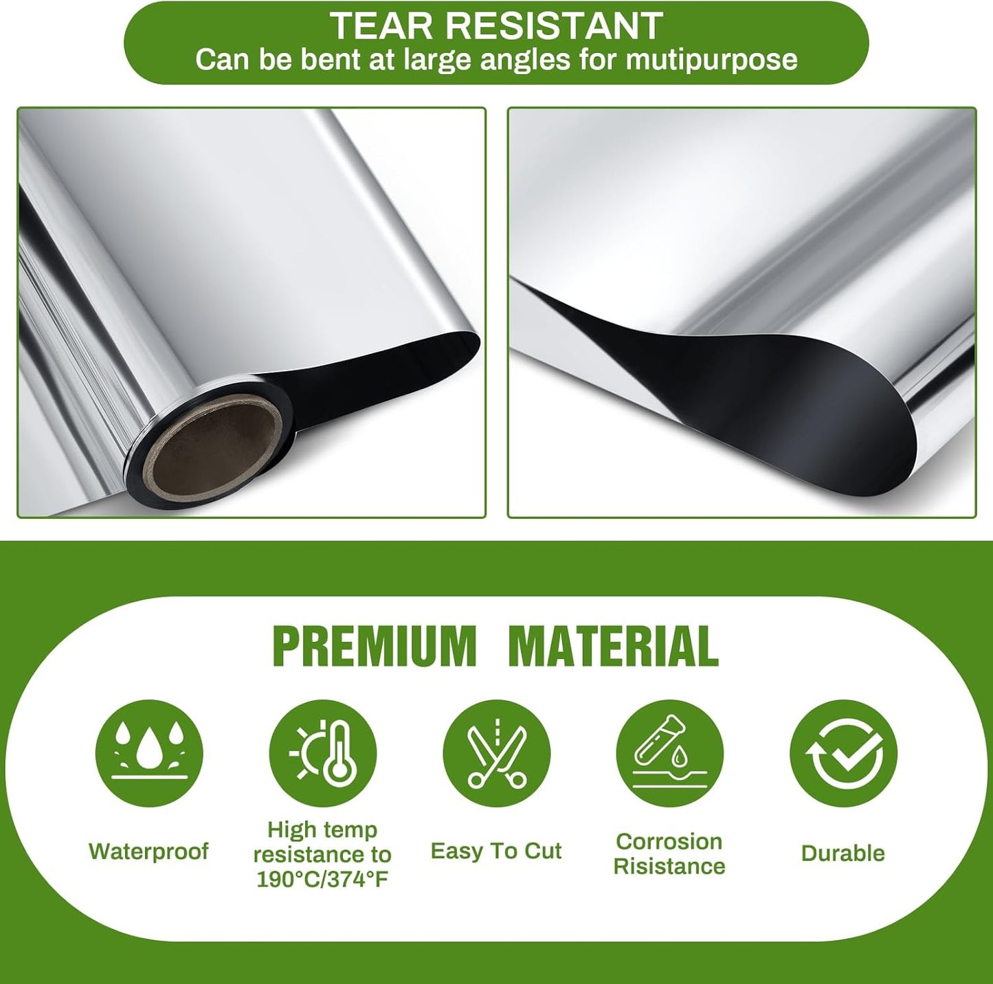 4 x 200 Ft Highly Reflective Film Roll Heavy Duty Horticulture Film Roll for Outdoor Indoor Plant Grow Tent Warm House Greenhouse Room, 2 Mil Silver