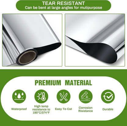 4 x 200 Ft Highly Reflective Film Roll Heavy Duty Horticulture Film Roll for Outdoor Indoor Plant Grow Tent Warm House Greenhouse Room, 2 Mil Silver