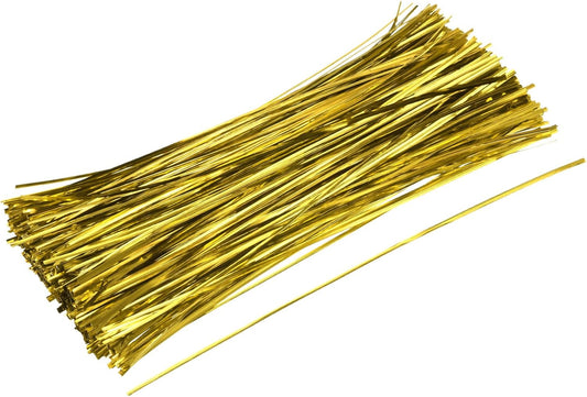 MECCANIXITY Foil Twist Ties 12" 30cm Metallic Plastic Closure Tie for Tying Bread, Candy, Cookies, Gift Bags Arts Crafts Ties Gold Tone Pack of 750