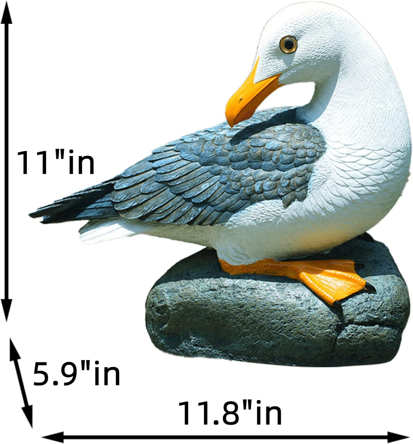 Real Seagull Outdoor Statue,Garden Bird Sculpture,Beach Statue Decor,Resin Animal Seabird Ornaments,Coastal Beach Decor for Outdoor Table Decor for Garden,Terrace,Lawn,Yard