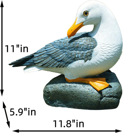 Real Seagull Outdoor Sculpture,Garden Funny Bird Statue,Beach Statue,Resin Animal Seabird Ornaments,Coastal Beach Decor for Outdoor Table Decor for Garden,Terrace,Lawn,Yard